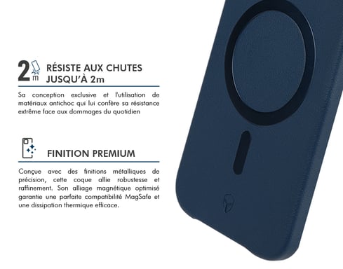 Coque renforcée MagSafe iPhone 17 Pro PLATINIUM 2m Bleu marine + Garantie à vie Force Case