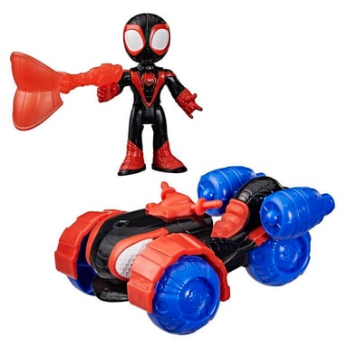 Spidey Veicolo Techno-Quad e figura di Miles « Spin » Morales di 7,5 cm e accessorio, a partire da 3 anni, Marvel Spidey e i suoi Amici Extraordinari