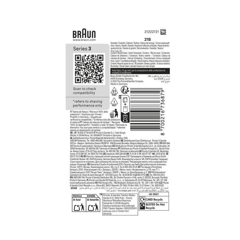 Tete de rasoir BRAUN Series 3 - 2 grilles - 100 % fabriqué en Allemagne - Neuf