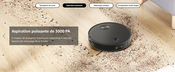 Proscenic V10 Robot Aspirador - 3000Pa 2600mAh 120min Autonomía Navegación LiDAR