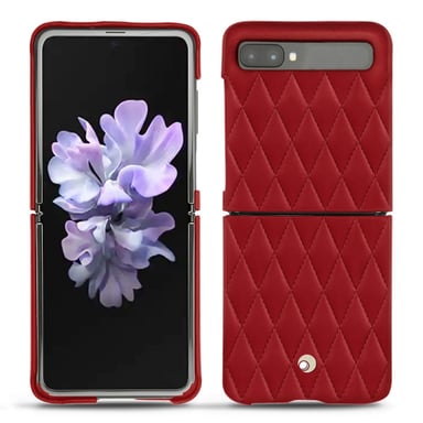 Coque cuir Samsung Galaxy Z Flip -  - Rouge - Cuir lisse couture