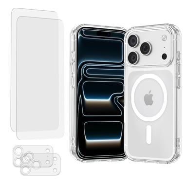 EVETANE Coque iPhone 17 Pro Antichoc compatible Magsafe + 2 Protections écran et 2 protections Objectif Caméra