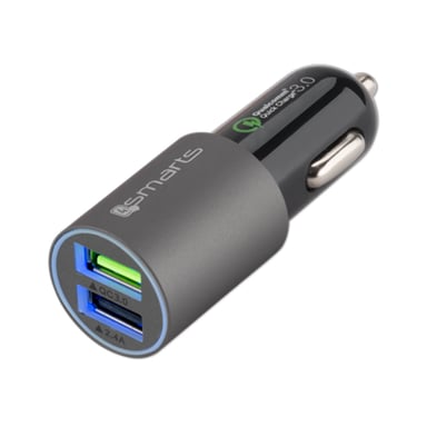 Chargeur Allume-Cigare Voiture Charge Rapide - 6A 2 Ports USB - 4Smarts