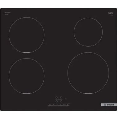 Table de cuisson induction Bosch PUE611BB5E encastrable 60 cm 4 foyers noir TouchSelect 17 niveaux PowerBoost sécurité enfant - Neuf