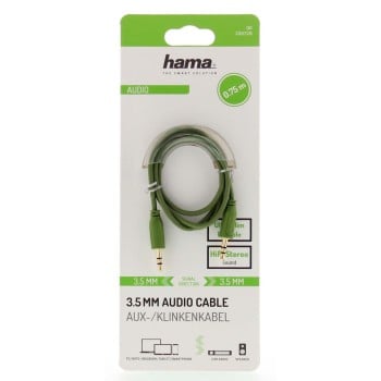 Cable de audio ''Flexi-Slim'', clavija macho/hembra de 3,5 mm, dorado, verde, 0,75 m
