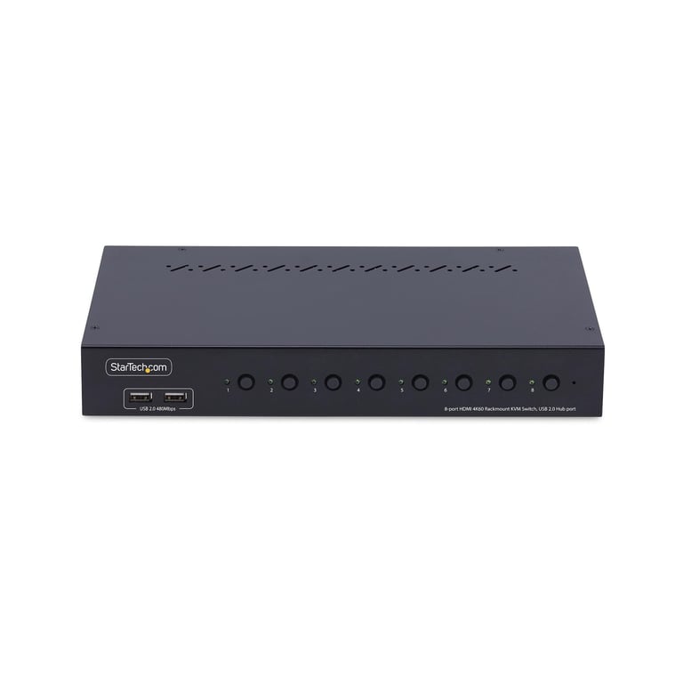 StarTech.com Commutateur KVM HDMI 8 Ports avec Kit de Montage en Rack 1U, HDMI 2.0 4K 60Hz, Commutation par Bouton-Poussoir, Switch 8 Ports, Hub USB 4 Ports, Indépendant de l'OS, Conforme TAA - Neuf