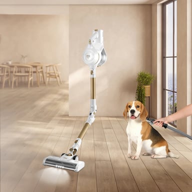 Ufesa U3 Digital Pet Aspirapolvere a scopa 2 in 1 Batteria Secca Senza sacco 0,8 L Oro, Bianco 2,2 Ah