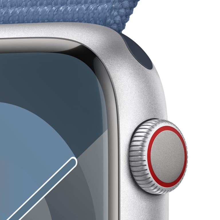 Watch Series 9 GPS + Cellulaire, boitier en aluminium de 45 mm avec boucle sport, Bleu