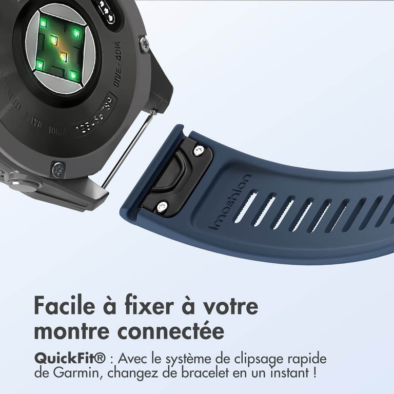 imoshion Bracelet QuickFit® Stripe en silicone - Connexion Garmin 22 mm - Bleu foncé - Neuf