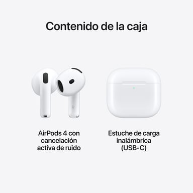Airpods 4 (2024) Blanc avec Boîtier de charge USB-C Ecouteurs sans fil avec réduction active du bruit