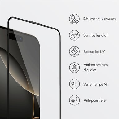 Accezz Protecteur d'écran en verre trempé + Applicateur pour Apple iPhone 16 Pro