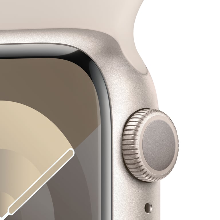 Watch Series 9 GPS, boitier en aluminium de 41 mm avec boucle en caoutchouc, Beige - Bon état