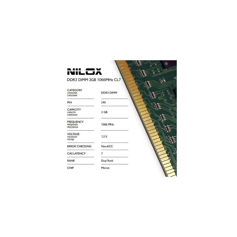 Nilox 2GB PC3 1066 module de mémoire 2 Go 1 x 2 Go DDR3 240 pin DIMM Neuf - vue 2