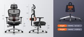 NEWTRAL NT002 Chaise Ergonomique avec Repose-Pieds, Dossier et Têtière Auto-Suivants, Support Lombaire Adaptatif