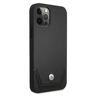 BMW Étui pour iPhone 12/12 Pro 6.1'' Cuir noir perforé