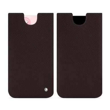 Pochette cuir Apple iPhone 15 - Pochette - Marron envoûtant ( Pantone #4e3629 ) - Cuir saffiano