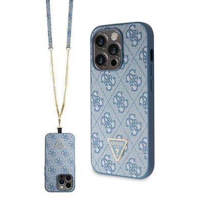 Custodia Guess per iPhone 15 Pro 6.1'' blu Custodia rigida Crossbody 4G Metal Logo