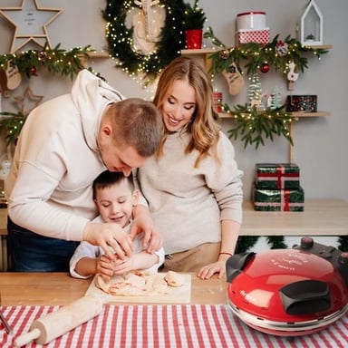 Four a Pizza électrique ARIETE - Rouge - Pierre réfractaire - 1200W - Diametre 33cm - Température