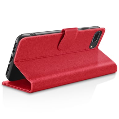 Étui Portefeuille pour iPhone 8 Plus / 7 Plus Support et Languette Magnétique Rouge