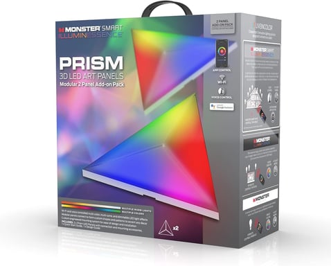 2 paneles LED multicolor adicionales para el kit Prism Monster MLB71034WW - Iluminación personalizada - Modo de activación por voz - Smart App
