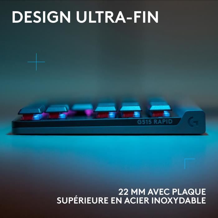 Clavier gaming filaire Azerty Logitech G515 RAPID TKL Noir - Neuf