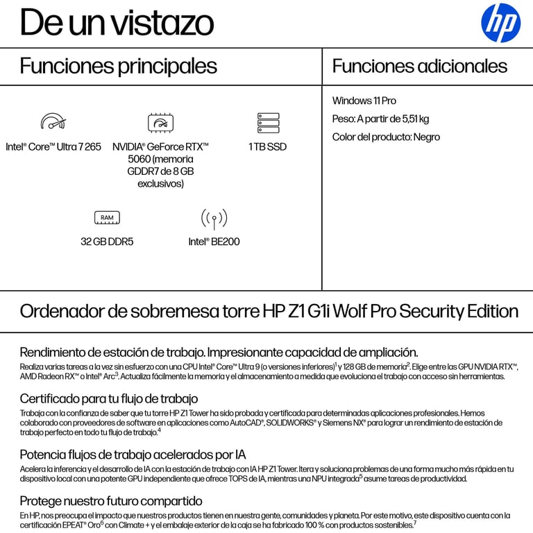 PC de bureau HP CM3T3ET#ABE RAM Intel Ultra 7 265 NVIDIA GeForce RTX 5060 - vue 3