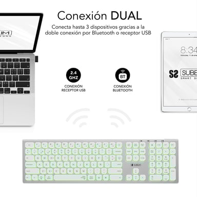 SUBBLIM Teclado Bluetooth/2.4G Master iluminado Ext P/B