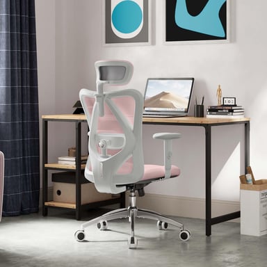 Silla ergonómica SIHOO M18 - Soporte de 4 puntos - Malla transpirable - Ajustable - Para 1,68-1,88m - Máx. 150kg - Certificado BIFMA - Rosa