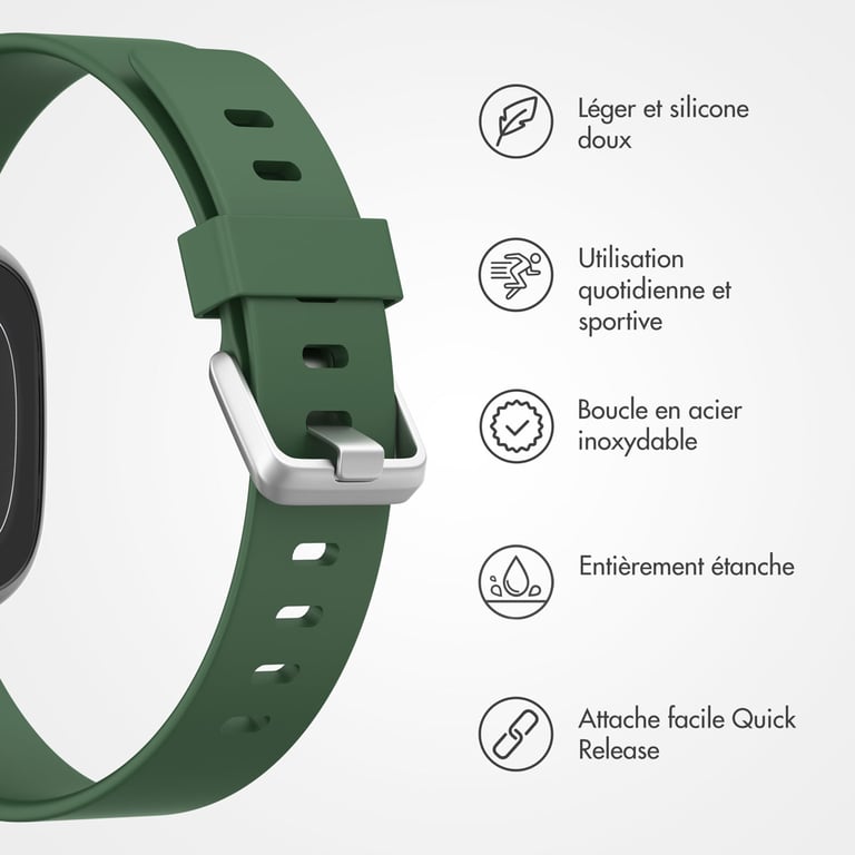 imoshion Bracelet silicone pour Fitbit Versa / Versa 2 / Versa Lite - Taille L - Vert foncé - Neuf