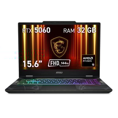 MSI Cyborg A15 AI B2HWFKG-072XES AMD Ryzen™ 9 270 Ordinateur portable 39,6 cm (15.6'') Full HD 32 Go DDR5-SDRAM 1 To SSD NVIDIA GeForce RTX 5060 Wi-Fi 6E (802.11ax) DOS gratuit Noir