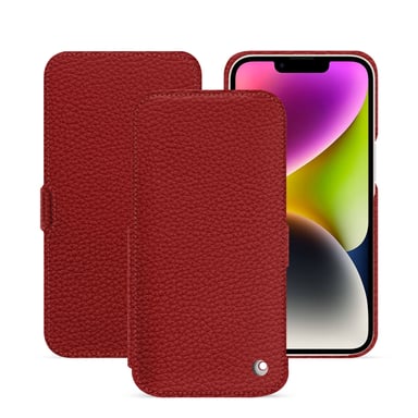 Housse cuir Apple iPhone 15 Plus - Rabat horizontal - Rouge - Cuir grainé