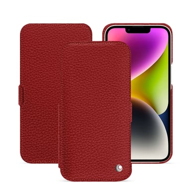 Housse cuir Apple iPhone 15 Plus -  - Rouge - Cuir grainé