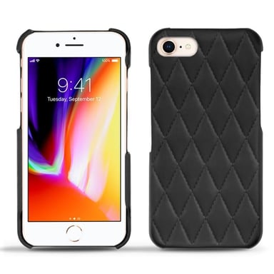 Coque cuir Apple iPhone 8 -  - Noir - Cuir lisse couture