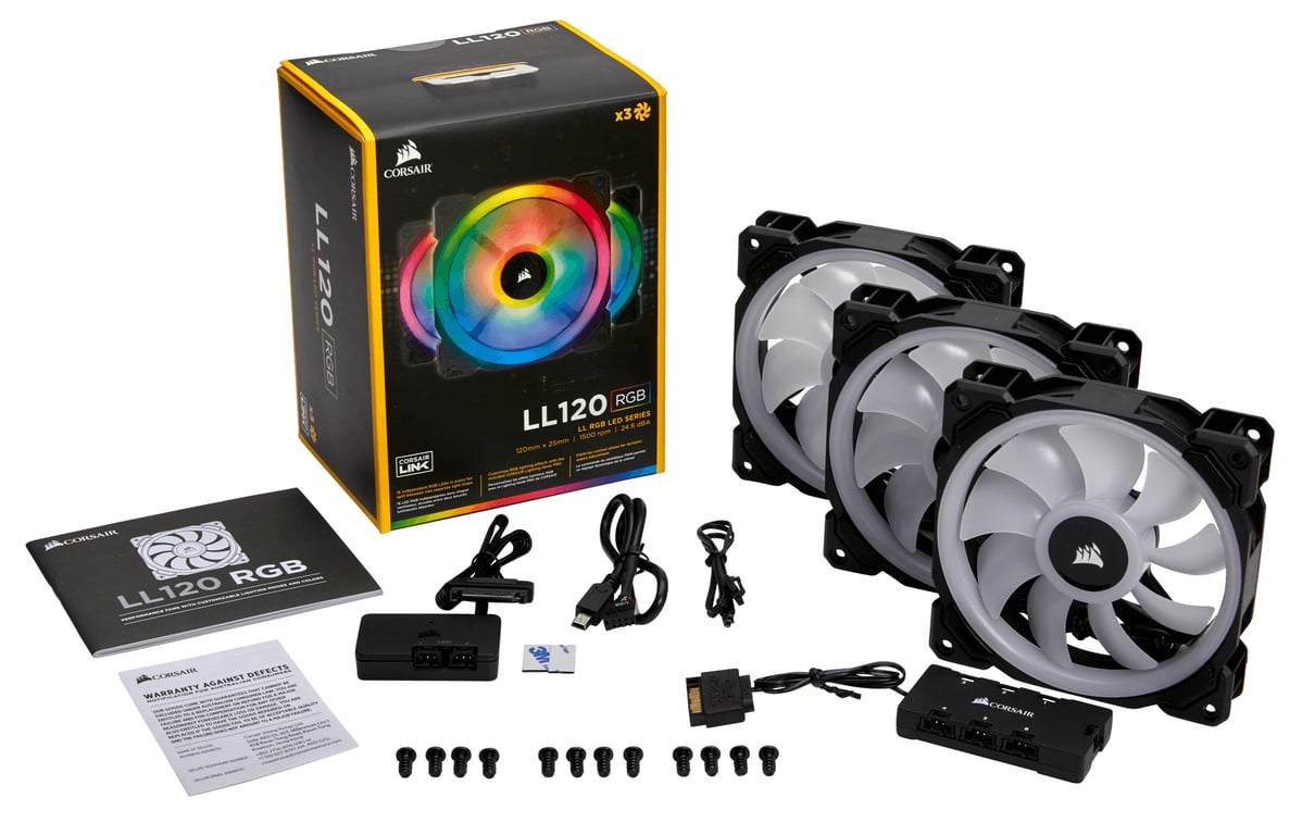 Corsair LL120 RGB Boitier PC Ventilateur 12 cm Noir, Blanc - Neuf