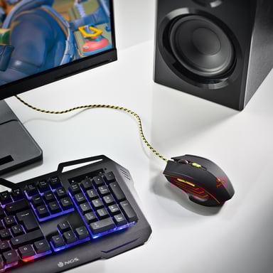 NGS GMX-123 ratón Juego Ambidextro USB tipo A Óptico 3200 DPI