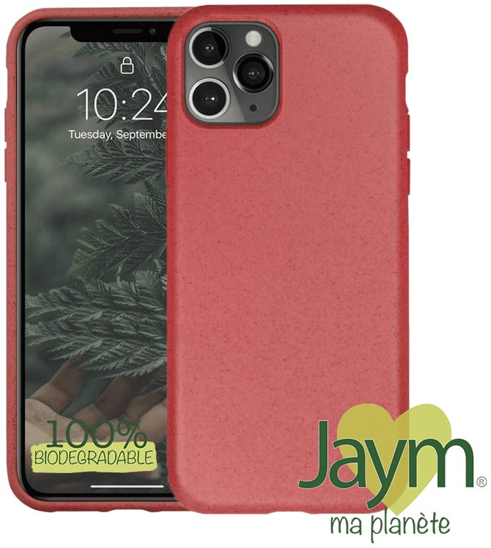 JAYM - Coque 100% Biodégradable Rouge pour Apple iPhone 13 ? Écologique - Souple et résistante - 100