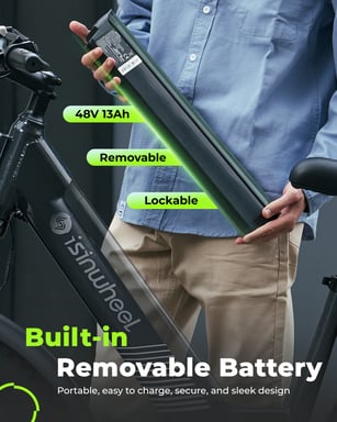 Bicicleta Eléctrica Isinwheel M60 con Neumáticos Anchos de 26x4'', Batería Extraíble de 48V 13AH