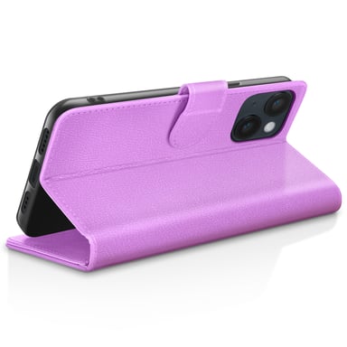 Zanaé Funda tipo cartera para iPhone 14 Plus con soporte y lengüeta magnética Violeta
