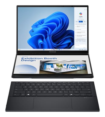 ASUS Zenbook Duo UX8406CA-PZ068X Intel Core Ultra 9 285H Hybride (2-en-1) 35,6 cm (14'') Écran tactile 3K 32 Go LPDDR5x-SDRAM 2 To SSD Wi-Fi 7 (802.11be) Windows 11 Pro Allemand Gris
