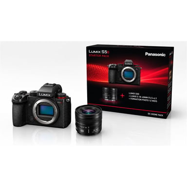 Appareil hybride Panasonic Lumix S5D Noir + objectif 18-40 mm F4.5-6.3, pack avec offre « Formation Photo 12 mois »