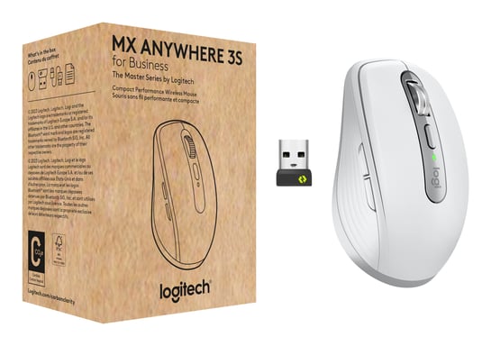 Logitech MX Anywhere 3S for Business, ratón inalámbrico, compacto, 8000 DPI, desplazamiento MagSpeed, clic discreto, Bluetooth, conexión Logi Bolt seg