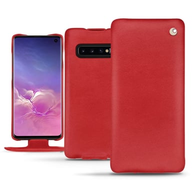 Housse cuir Samsung Galaxy S10 -  - Rouge - Cuir lisse premium