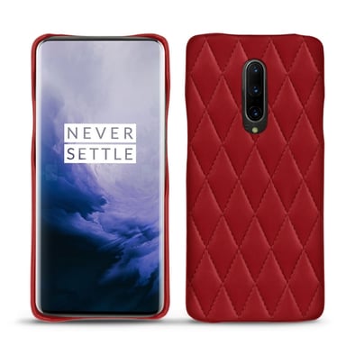 Coque cuir OnePlus 7 Pro - Coque arrière - Rouge - Cuir lisse couture
