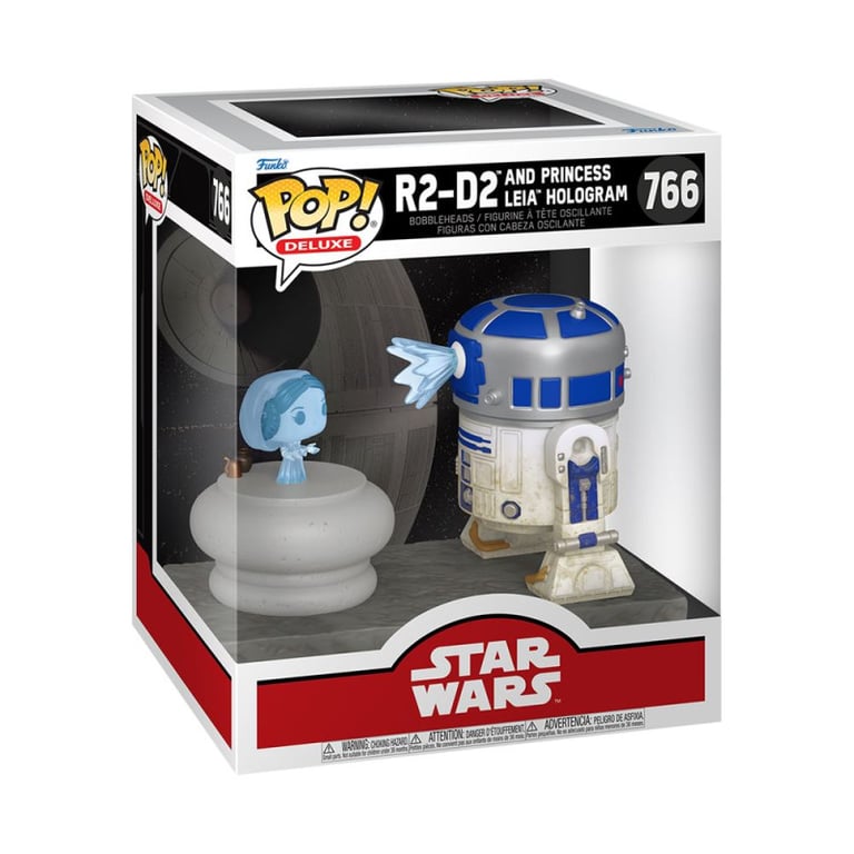 Figurine Funko Pop Deluxe Star Wars R2 D2 and Princess Leia Hologram - vue 3