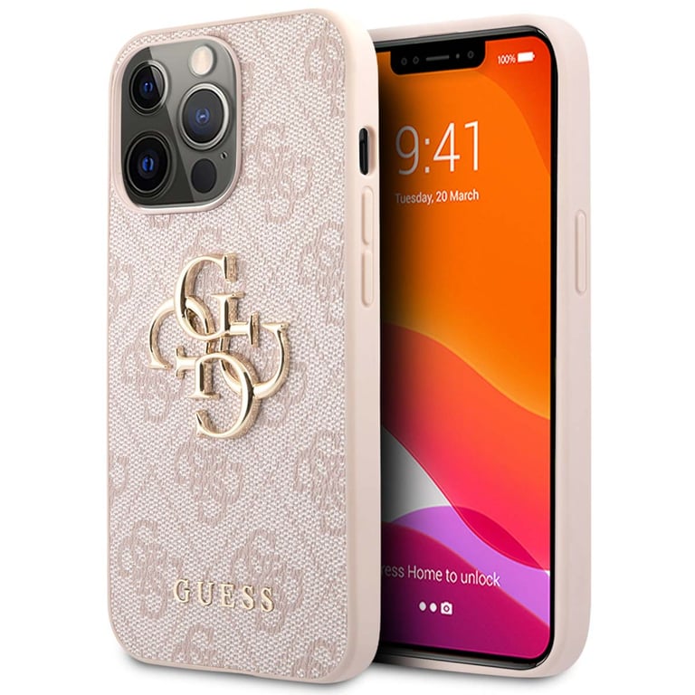 Guess Coque 4G Metal Logo Backcover iPhone 13 Pro - Rose / Dor&eacute;e