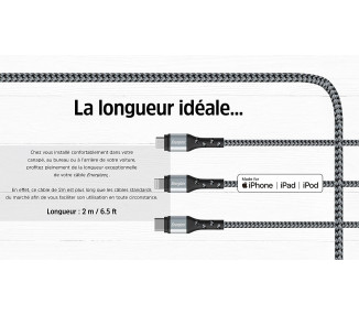 CAVO ENERGIZER USB-C INTRECCIATO E METALLICO 2M BIANCO