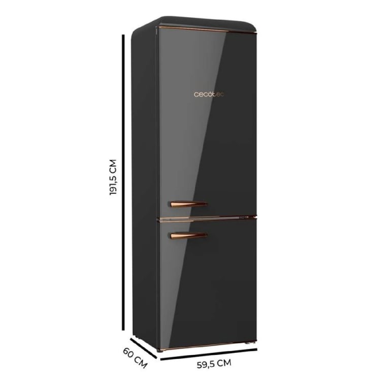 Cecotec Réfrigérateur Combiné 2 Portes Rétro 300 Bolero CoolMarket Combi Origin 300 E. Hauteur 191 5 cm et 60 cm de large Contrôle de la Température Poignée Chromée et Étagères en Verre - vue 2