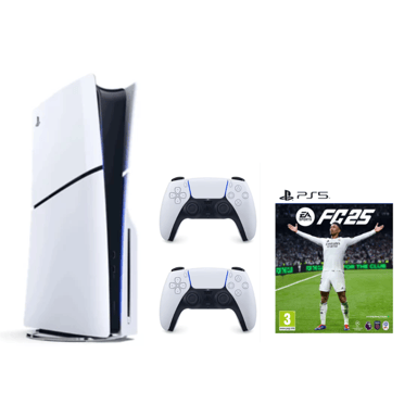 Pack PS5 Slim 1 TB con 2 mandos Dualsense Blancos y EA SPORTS FC25