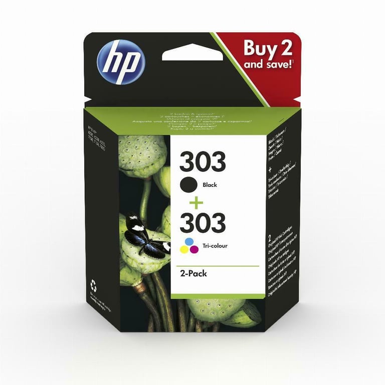 HP Pack de 2 cartouches authentiques d'encre noire/trois couleurs 303