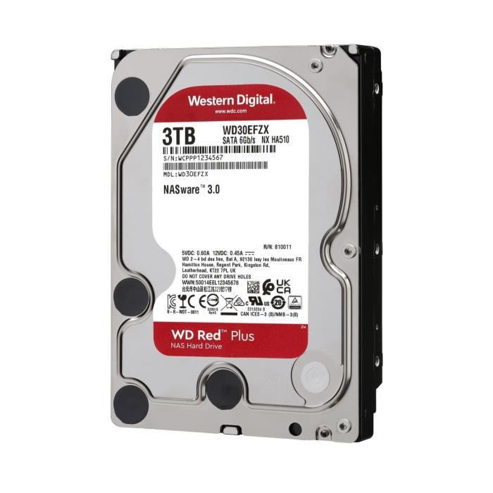 Western Digital WD Red Plus disque dur 3 To 5400 tr/min 3.5  Série ATA III - Neuf